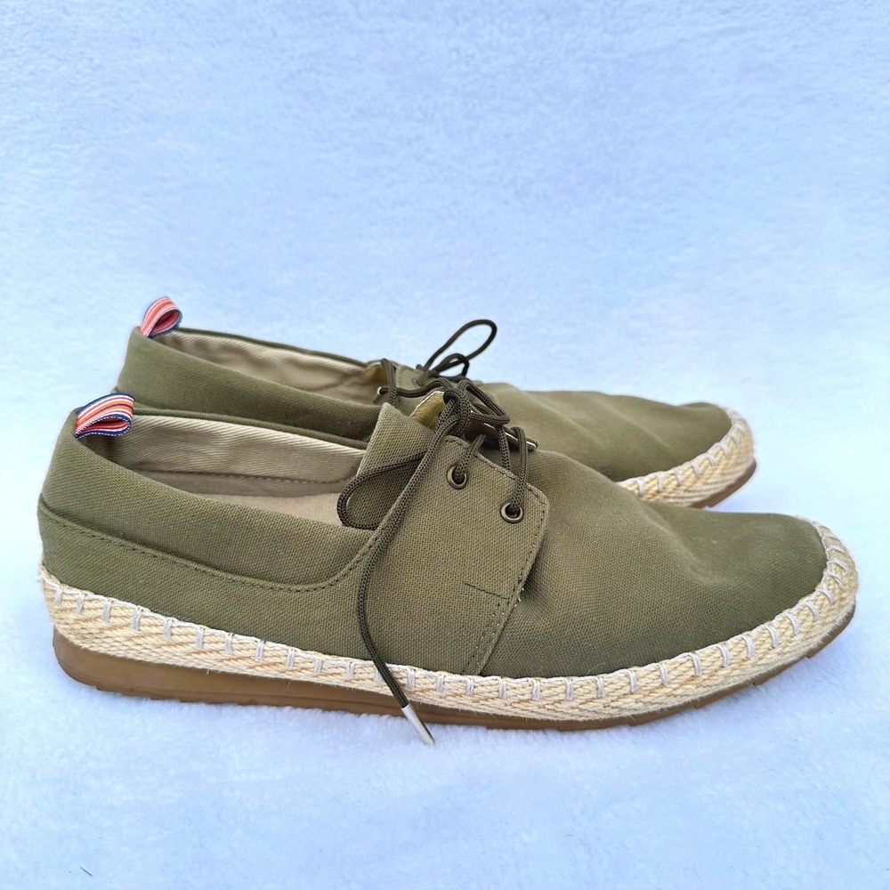 Martin Pescador Espadrilles Men 9 Olive Green Canvas Lace Up Jute Colombia